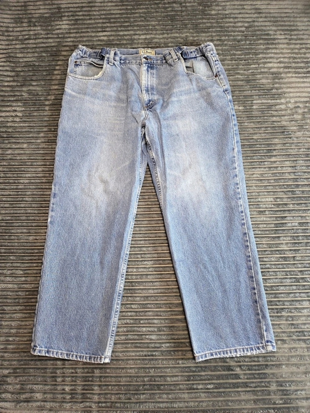 L.L.Bean Men's Jeans, Natural Fit, Hidden Comfort Blue Waist 40